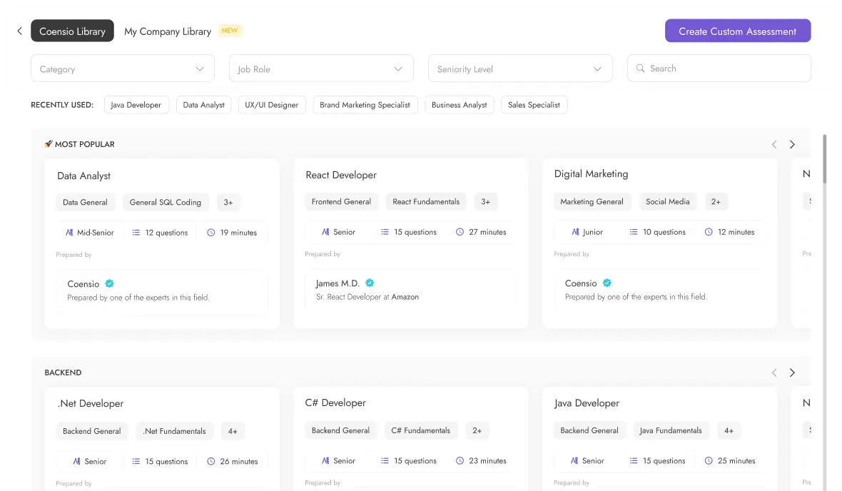 Assess skills in seconds